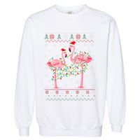 Funny Flamingo Lights Tangled Ugly Sweater Xmas  Garment-Dyed Sweatshirt