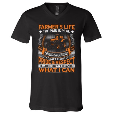 Funny Farmer’s Life Tractors Planting Crops Men Women V-Neck T-Shirt