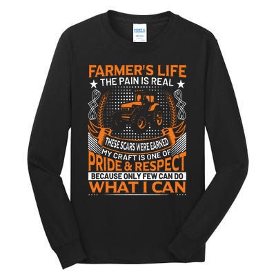 Funny Farmer’s Life Tractors Planting Crops Men Women Tall Long Sleeve T-Shirt