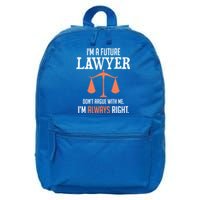 Funny Future Lawyer Law School Student Gift 16 in Basic Backpack