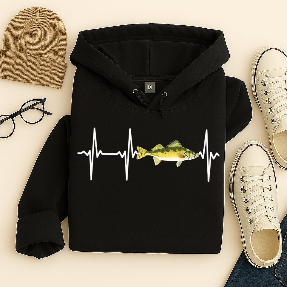Fish Fishing Lovers Walleye Heartbeat For Freshwater Gift Hoodie