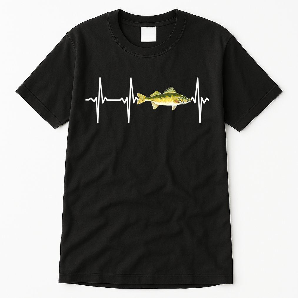 Fish Fishing Lovers Walleye Heartbeat For Freshwater Gift Tall T-Shirt