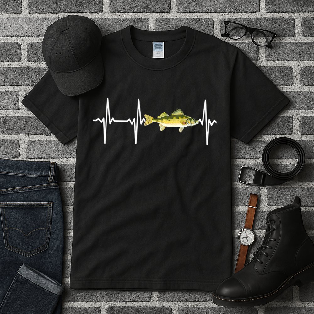 Fish Fishing Lovers Walleye Heartbeat For Freshwater Gift Tall T-Shirt