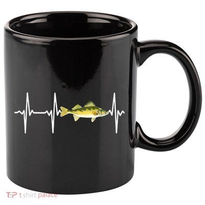 Fish Fishing Lovers Walleye Heartbeat For Freshwater Gift 11oz C Handle Ceramic Mug