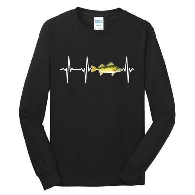 Fish Fishing Lovers Walleye Heartbeat For Freshwater Gift Tall Long Sleeve T-Shirt