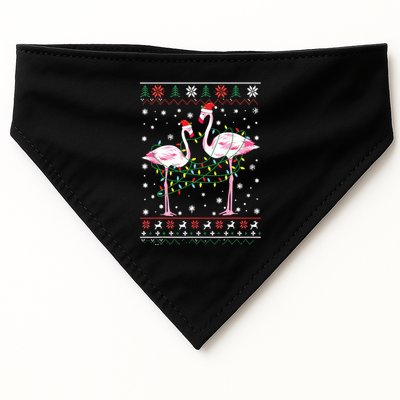 Funny Flamingo Lights Tangled Ugly Sweater Christmas Animals USA-Made Doggie Bandana