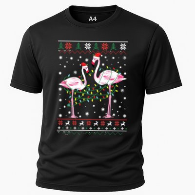Funny Flamingo Lights Tangled Ugly Sweater Christmas Animals Performance Shirt
