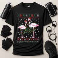 Funny Flamingo Lights Tangled Ugly Sweater Christmas Animals Performance Shirt