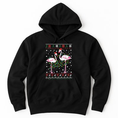 Funny Flamingo Lights Tangled Ugly Sweater Christmas Animals Hoodie