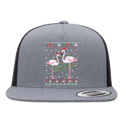 Funny Flamingo Lights Tangled Ugly Sweater Christmas Animals Flat Bill Trucker Hat