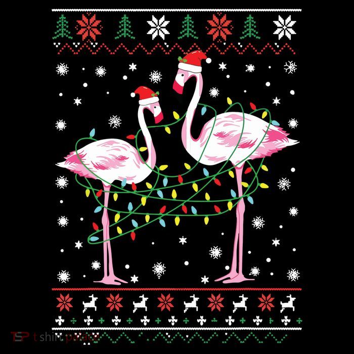 Funny Flamingo Lights Tangled Ugly Sweater Christmas Animals Flatbill Hat