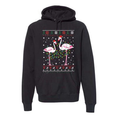 Funny Flamingo Lights Tangled Ugly Sweater Christmas Animals Premium Hoodie