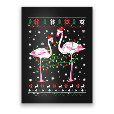 Funny Flamingo Lights Tangled Ugly Sweater Christmas Animals Poster