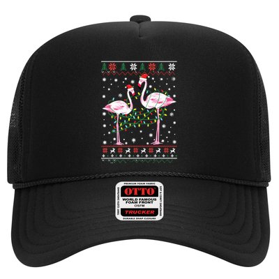 Funny Flamingo Lights Tangled Ugly Sweater Christmas Animals Trucker Hat