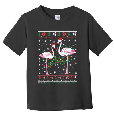 Funny Flamingo Lights Tangled Ugly Sweater Christmas Animals Toddler T-Shirt