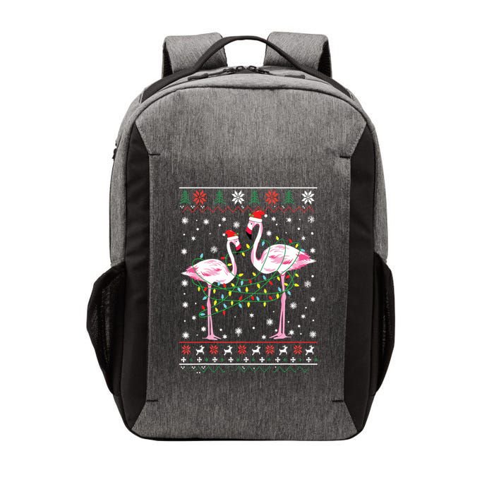 Funny Flamingo Lights Tangled Ugly Sweater Christmas Animals Vector Backpack