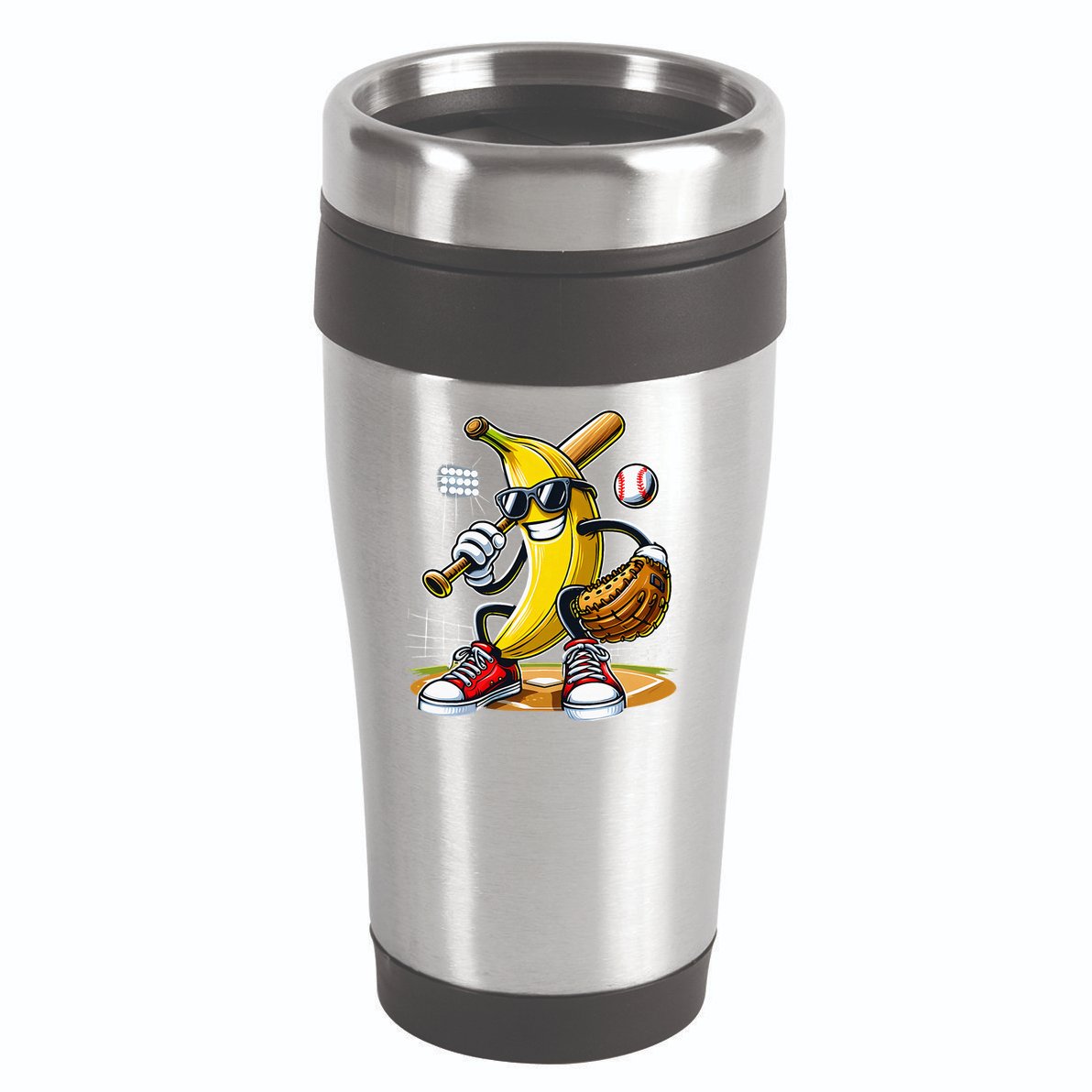 Funny Fruit Lover Banana Playing Baseball 16oz Travel Tumbler