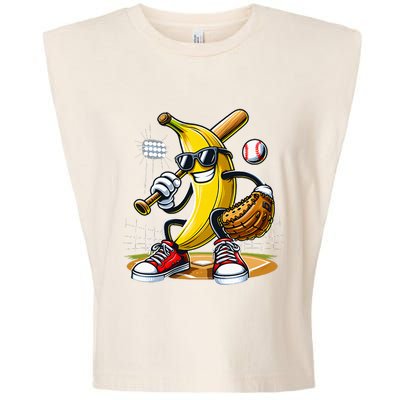 Funny Fruit Lover Banana Playing Baseball Garment-Dyed Women's Muscle Tee