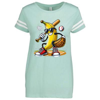 Funny Fruit Lover Banana Playing Baseball Enza Ladies Jersey Football T-Shirt