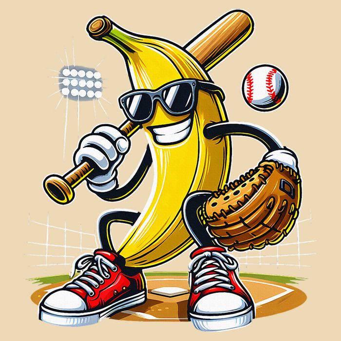 Funny Fruit Lover Banana Playing Baseball Drawstring Bag