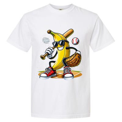 Funny Fruit Lover Banana Playing Baseball Garment-Dyed Heavyweight T-Shirt
