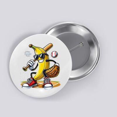 Funny Fruit Lover Banana Playing Baseball Button