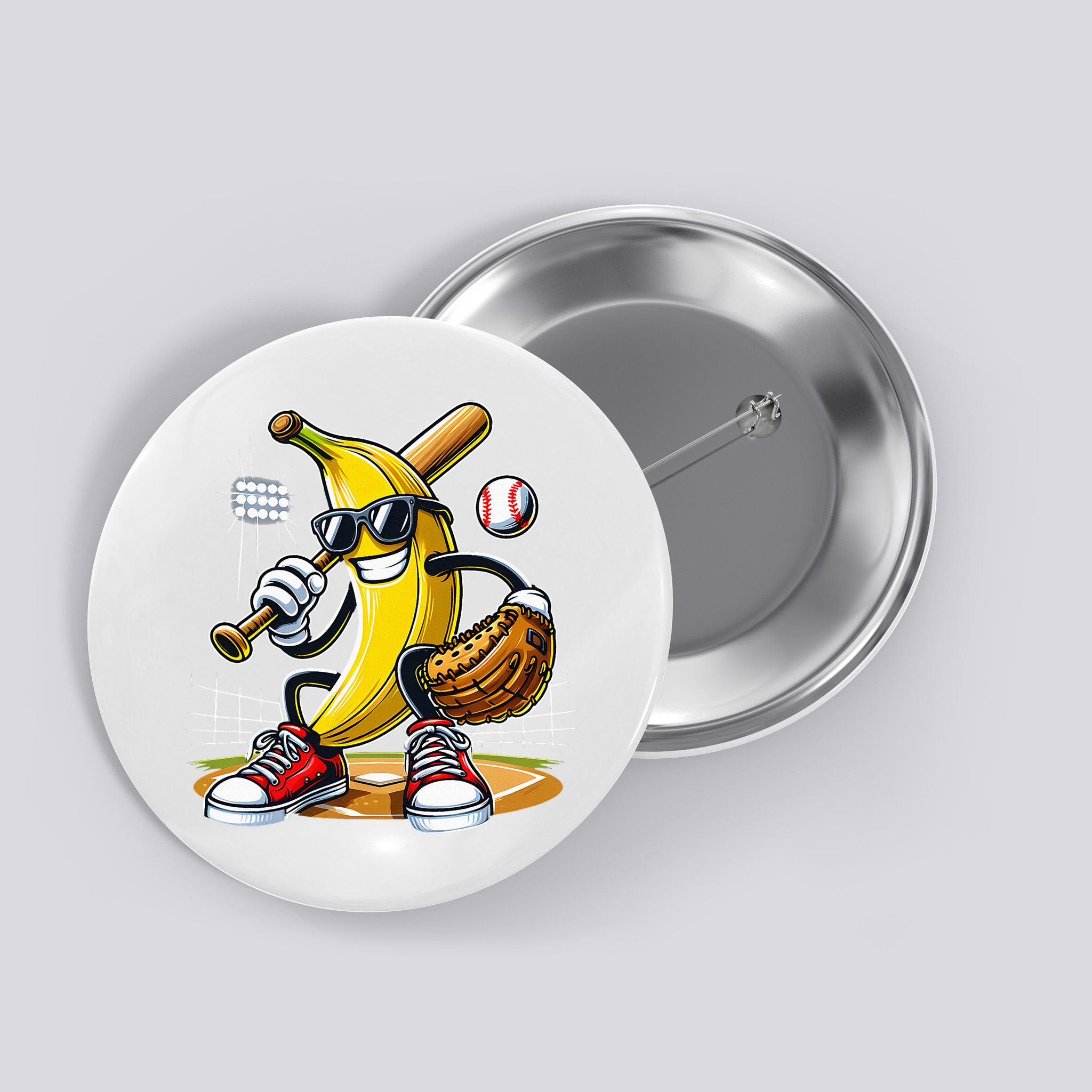 Funny Fruit Lover Banana Playing Baseball Button