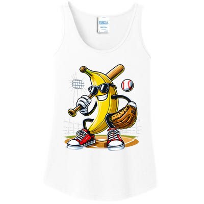 Funny Fruit Lover Banana Playing Baseball Ladies Essential Tank