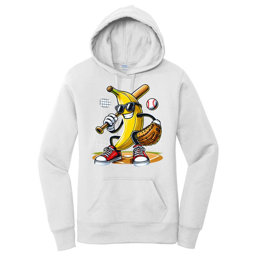 Funny Fruit Lover Banana Playing Baseball Women's Pullover Hoodie