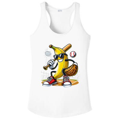 Funny Fruit Lover Banana Playing Baseball Ladies PosiCharge Competitor Racerback Tank