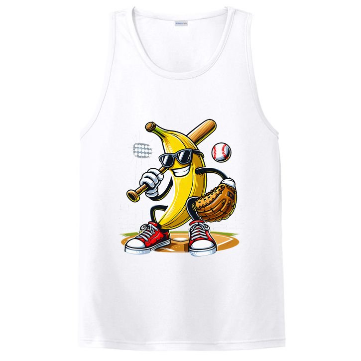 Funny Fruit Lover Banana Playing Baseball PosiCharge Competitor Tank