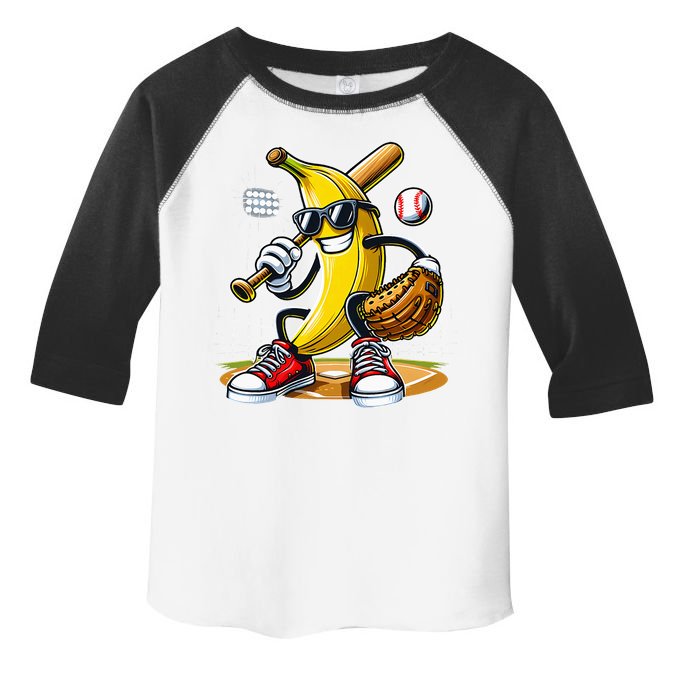 Funny Fruit Lover Banana Playing Baseball Toddler Fine Jersey T-Shirt
