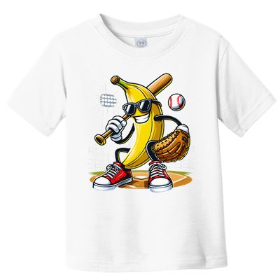 Funny Fruit Lover Banana Playing Baseball Toddler T-Shirt