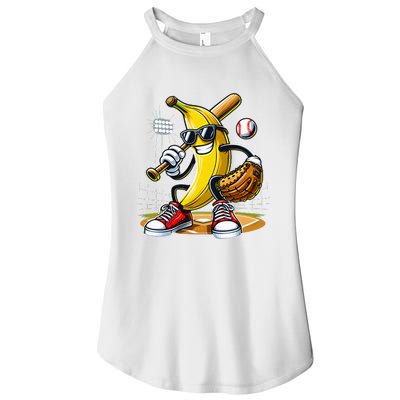 Funny Fruit Lover Banana Playing Baseball Women's Perfect Tri Rocker Tank