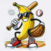 Funny Fruit Lover Banana Playing Baseball Women's V-Neck T-Shirt
