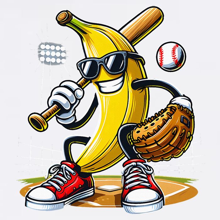 Funny Fruit Lover Banana Playing Baseball Women's V-Neck T-Shirt