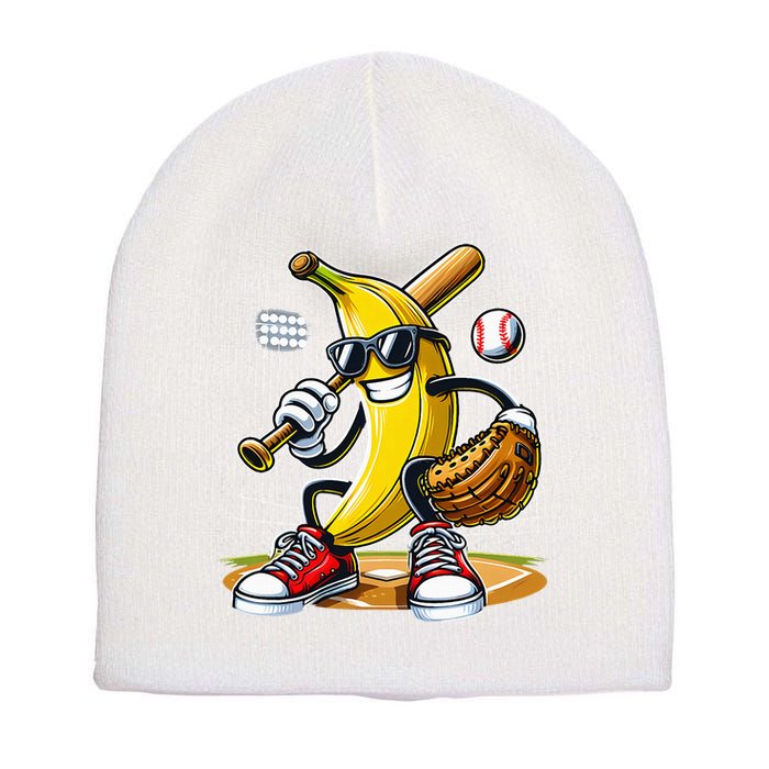 Funny Fruit Lover Banana Playing Baseball Short Acrylic Beanie