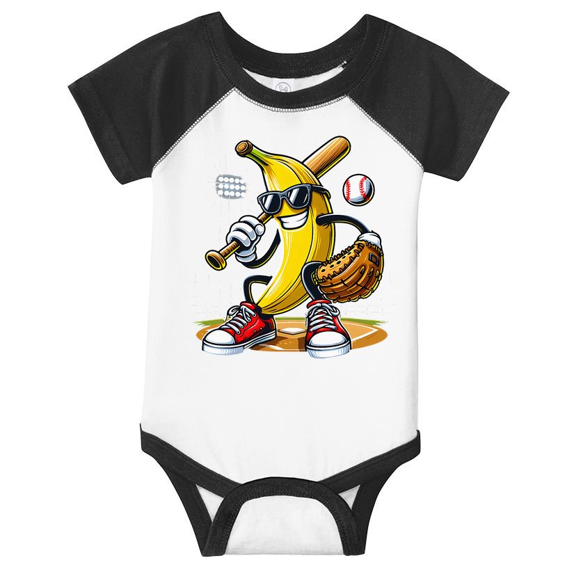 Funny Fruit Lover Banana Playing Baseball Infant Baby Jersey Bodysuit
