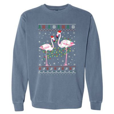 Funny Flamingo Lights Tangled Ugly Sweater Christmas Animals Garment-Dyed Sweatshirt