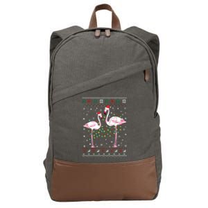 Funny Flamingo Lights Tangled Ugly Sweater Christmas Animals Cotton Canvas Backpack