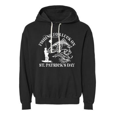 Fishing for luck on St. Patrick's Day Trout Fly Fishing Lake Garment-Dyed Fleece Hoodie