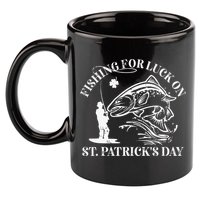 Fishing for luck on St. Patrick's Day Trout Fly Fishing Lake 11oz C Handle Ceramic Mug