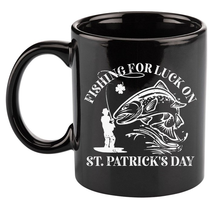 Fishing for luck on St. Patrick's Day Trout Fly Fishing Lake 11oz C Handle Ceramic Mug