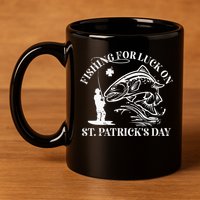 Fishing for luck on St. Patrick's Day Trout Fly Fishing Lake 11oz C Handle Ceramic Mug