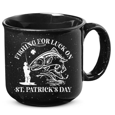 Fishing for luck on St. Patrick's Day Trout Fly Fishing Lake 15oz Campfire Ceramic Mug