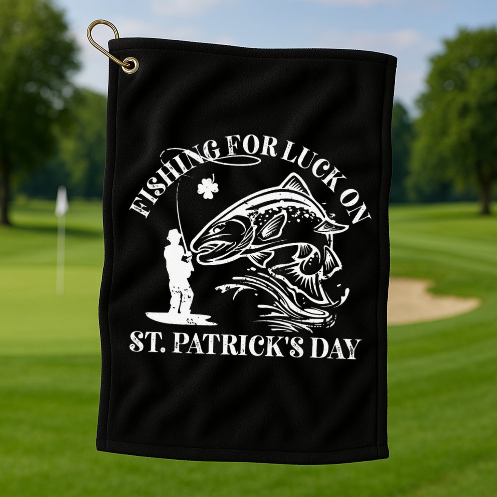 Fishing for luck on St. Patrick's Day Trout Fly Fishing Lake Golf Towel