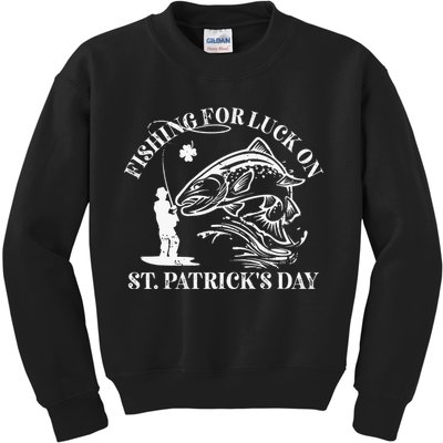Fishing for luck on St. Patrick's Day Trout Fly Fishing Lake Kids Sweatshirt