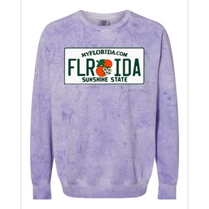 Florida Fl License Plate Classic Colorblast Crewneck Sweatshirt