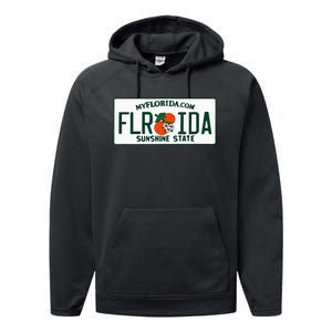 Florida Fl License Plate Classic Performance Fleece Hoodie