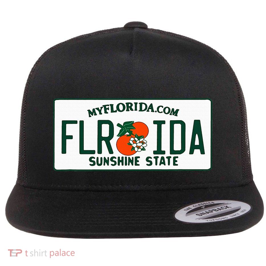 Florida Fl License Plate Classic Flat Bill Trucker Hat